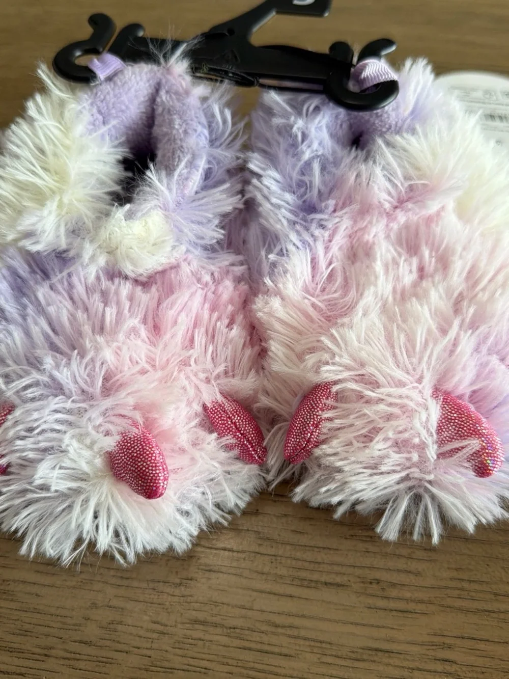 Baby Plush Monster Slippers - Pink & Lavender size 3